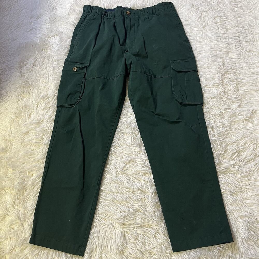 Club Room Mens Green Stretch Cargo Pants Medium Cotton Blend Button Zipper